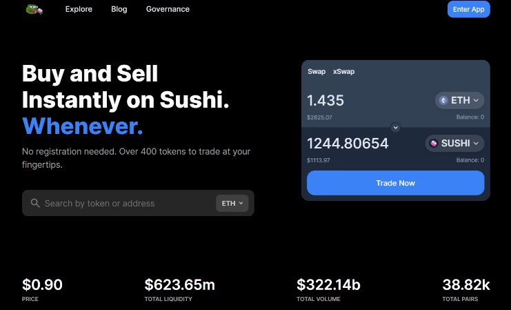 SushiSwap homepage