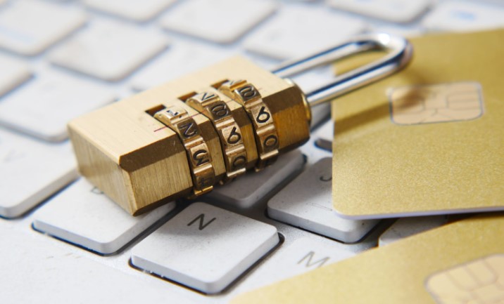 A padlock on a keyboard