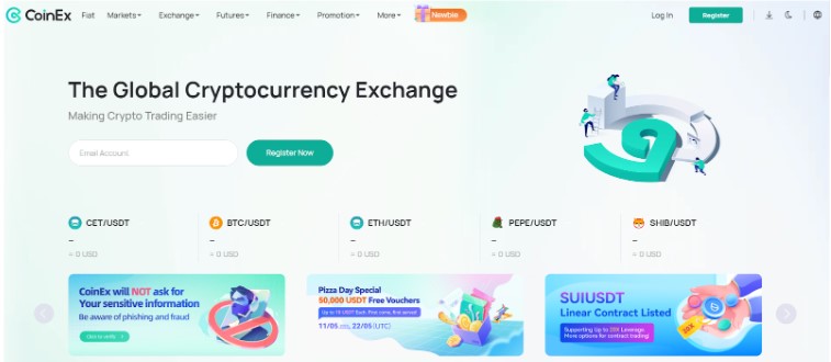 CoinEx homepage