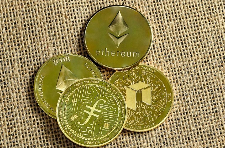 Crypto coins on the table 