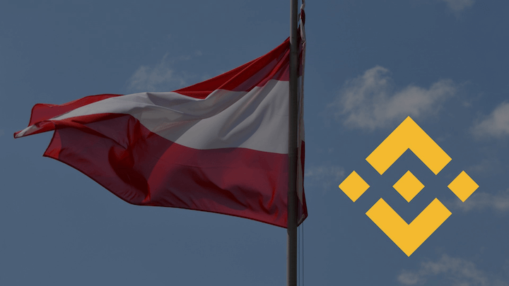 Binance logo and Austrian flag