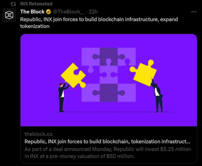 A tweet by The Block INX retweeted