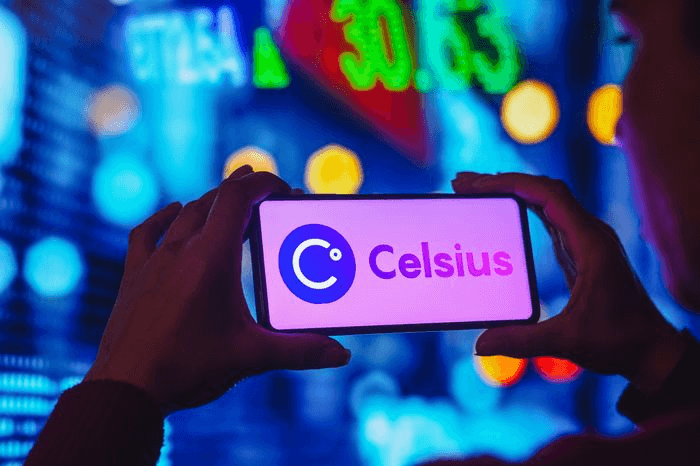 A person holding his phone to access Celsius
