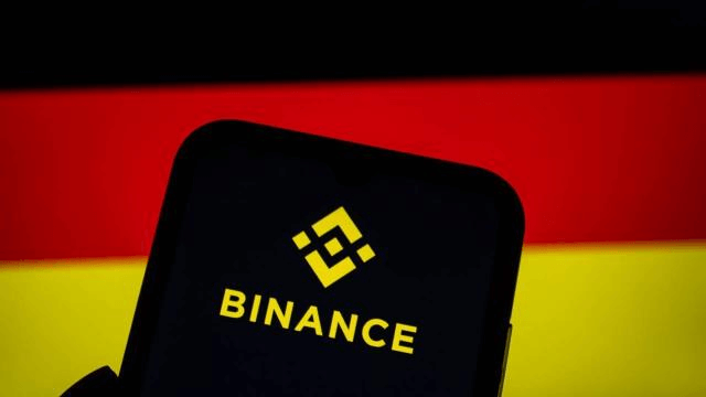 Binance app and a German flag