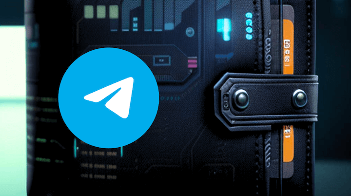 A generated image of a cyberpunk wallet and the Telegram logo on it