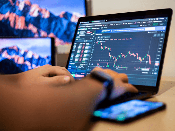 A person monitoring trading data