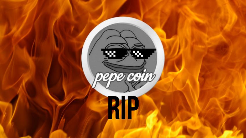 PEPE token and fire in the background 