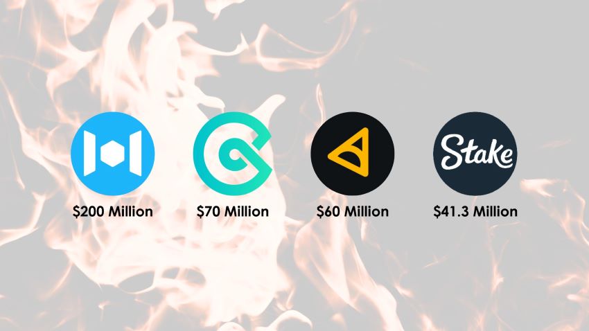 Logos of Mixin Network, CoinEx, Alphapo, and Stake 