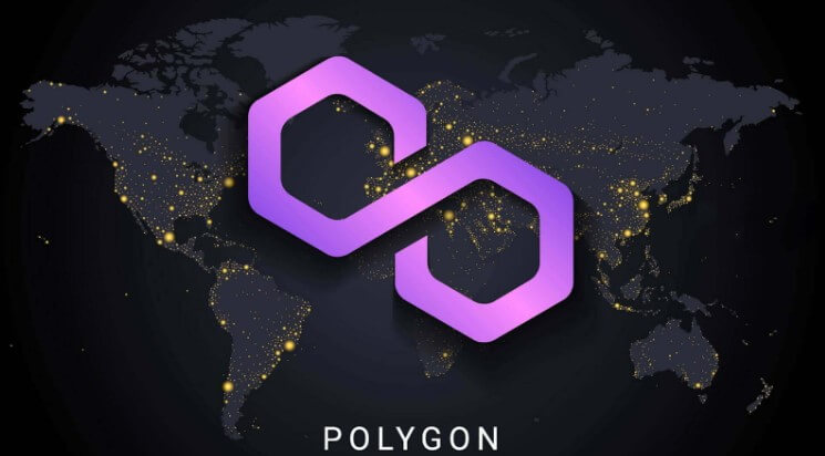 Polygon logo and a world map