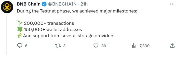 Another post on X by BNB Chain