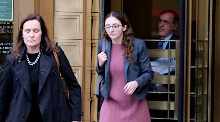 Caroline Ellison leaves the courthouse after her first day of testimony