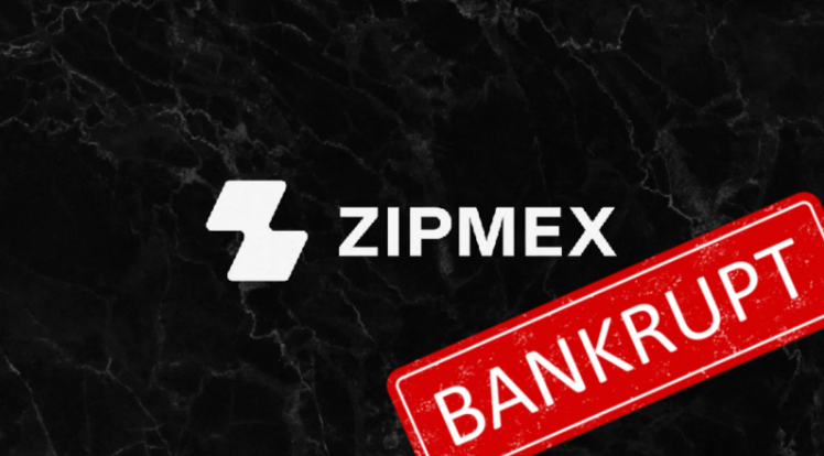Zipmex logo and a banner saying "BANKRUPT"